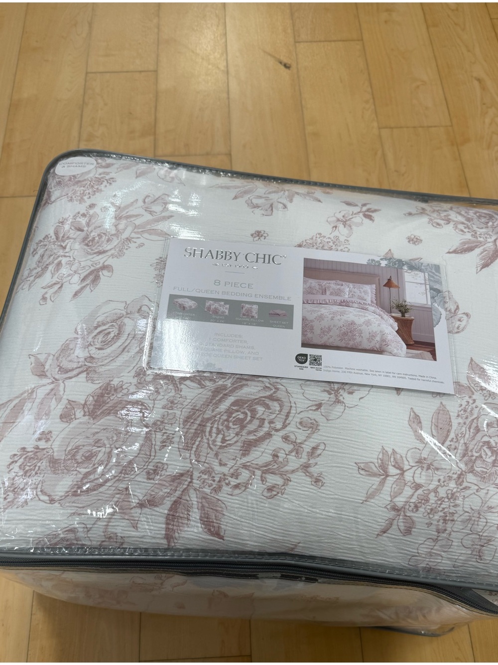 Shabby Chic Pink & White Floral 8Piece Comforter Set